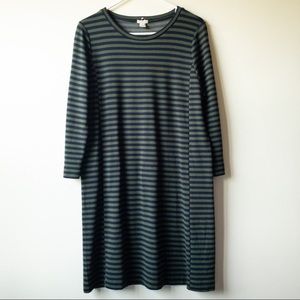 J.Crew Factory Blue Green Ponte Striped Dress Size M